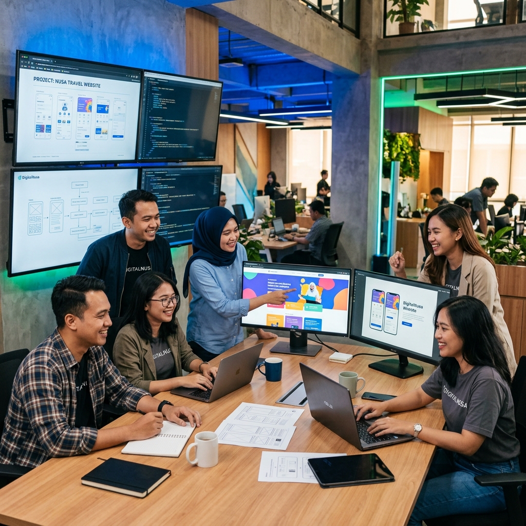 Tim Jasmitra bekerja bersama di kantor